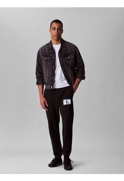 Pantalón Negro De Felpa Con Logotipo Calvin Klein