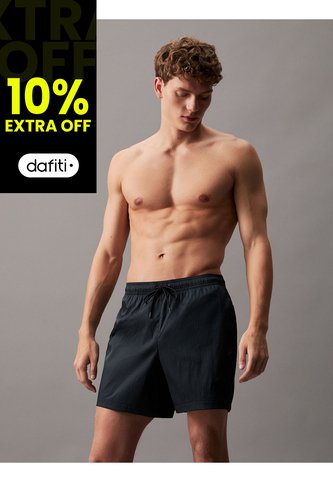 Traje Negro De Baño De Largo Medio Con Cordón Antidesgarro Calvin Klein Calvin Klein