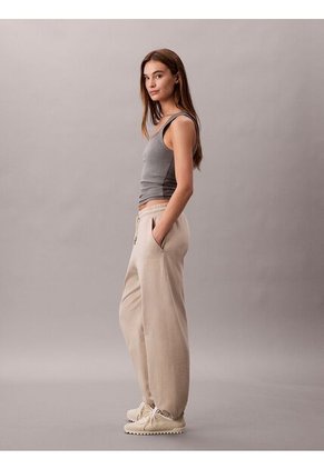 Pantalón Beige De Chándal Holgado De Felpa De Gran Calidad Calvin Klein