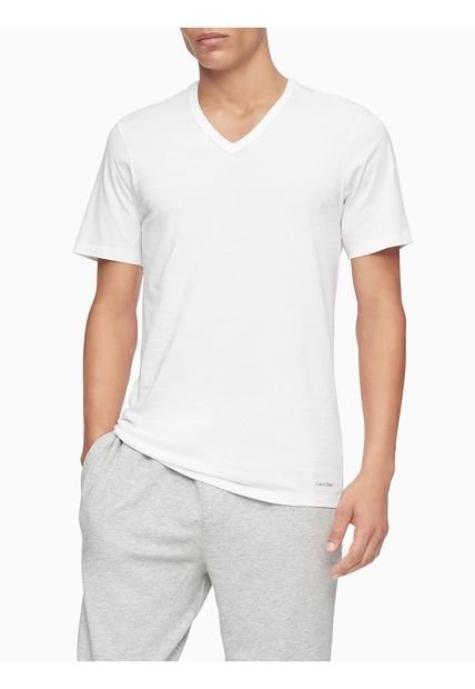 Paquete De 3 Camisetas Blancas Slim Con Cuello V Calvin Klein