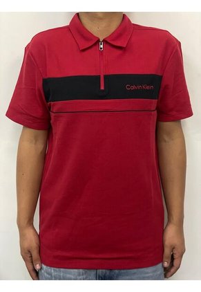 Polo Rojo Standard Con Cremallera Calvin Klein