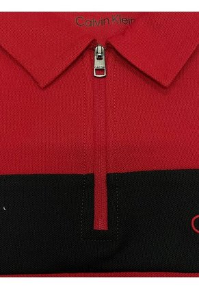 Polo Rojo Standard Con Cremallera Calvin Klein