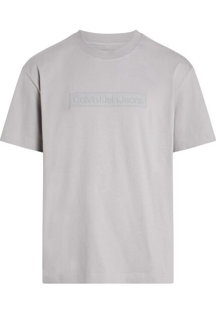 Camiseta Gris Con Logo Bordado En Caja Calvin Klein