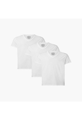 Paquete De 3 Camisetas Blancas Cuello V Calvin Klein
