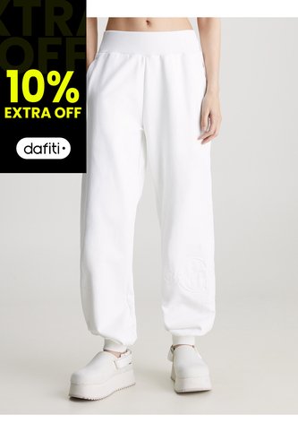 Pantalón Blanco Blanco Blanco De Chándal Holgado Con Monograma Calvin Klein Calvin Klein