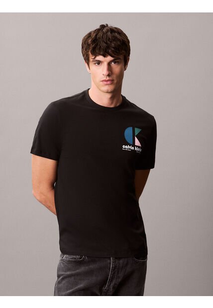 Camiseta Negra Con Monograma Gráfico Calvin Klein