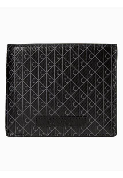 Billetera Negra Plegada Con Logo Monograma Con Monedero Calvin Klein