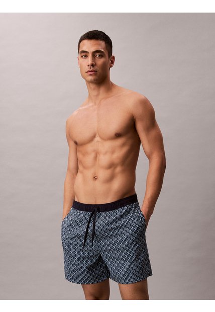 Traje Azul De Baño Con Estampado Integral Calvin Klein