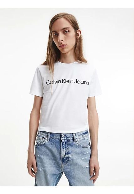 Camiseta Con El Logo Hombre Blanco Calvin Klein