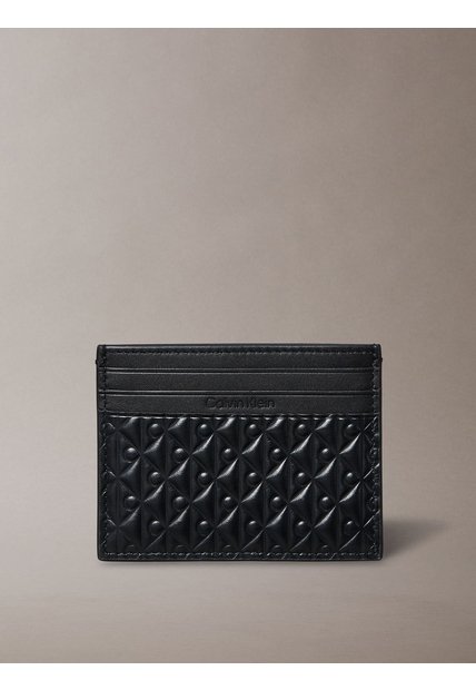 Tarjetero Negro Con Textura De Monograma CK Calvin Klein