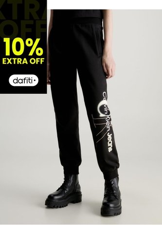 Pantalón Negro De Chándal Con Monograma Calvin Klein Calvin Klein