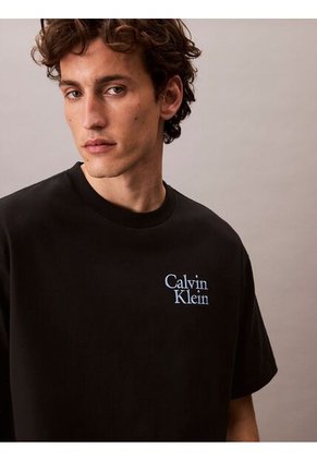 Camiseta Negra Holgada Con Logo Gráfico Con Letras Calvin Klein