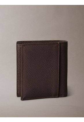 Billetera Negra Plegada Slim Con Logo Grabado Calvin Klein