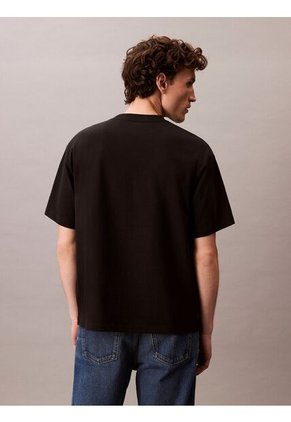 Camiseta Negra Holgada Con Logo Gráfico Con Letras Calvin Klein