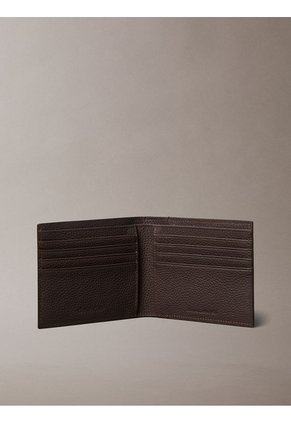 Billetera Negra Plegada Con Logo Grabado Calvin Klein