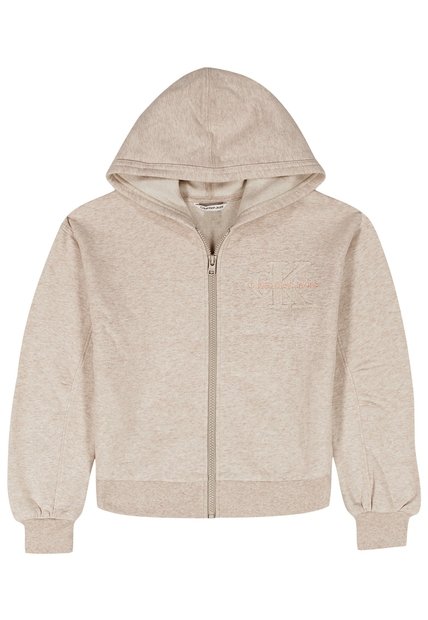 Buzo Gris Para Niña Con Capota Y Logo En Relieve Calvin Klein