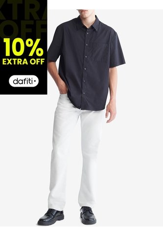 Camisa Negro Sencilla Y Solida Con Logo Para Hombre Calvin Klein Calvin Klein