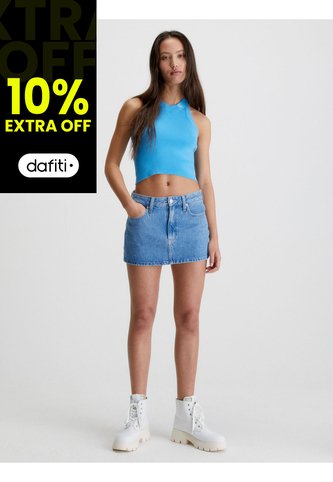 Top Cogido Al Cuello De Punto De Algodón Mujer Azul Calvin Klein Calvin Klein