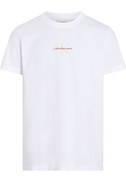 Camiseta Blanca Con Monograma Calvin Klein