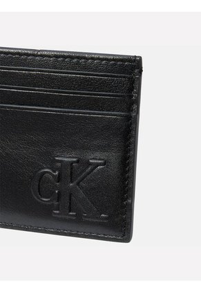 Tarjetero Negro De Cuero Con Monograma En Relieve Calvin Klein