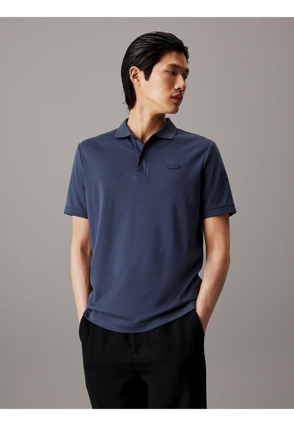 Polo Azul Slim De Algodón Para Hombre Calvin Klein