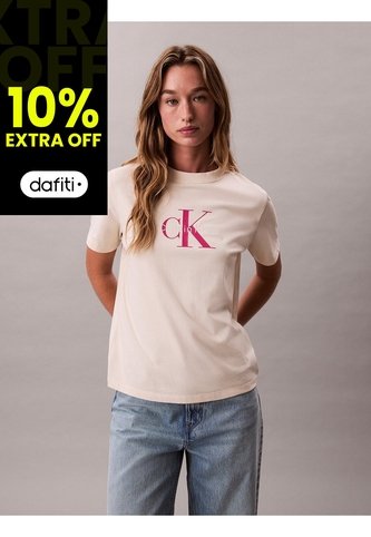 Camiseta Blanca Clásica Con Monograma Estampado Calvin Klein Calvin Klein