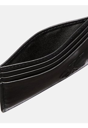 Tarjetero Negro De Cuero Con Monograma En Relieve Calvin Klein