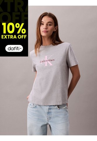 Camiseta Gris Clásica Con Monograma Estampado Calvin Klein Calvin Klein