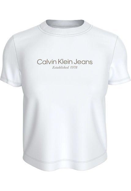 Camiseta Blanca Regular Con Logo Institutional Calvin Klein