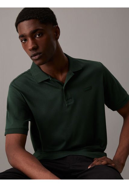 Polo Verde Oscuro Slim De Algodón Calvin Klein