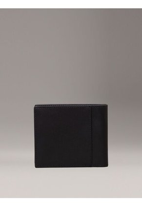 Billetera Negra Mono Logo Bifold De Cuero Calvin Klein