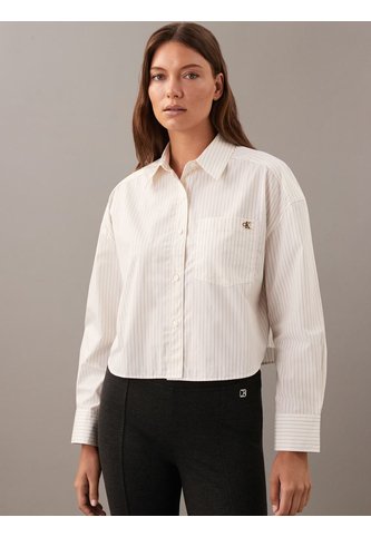 Camisa Beige Manga Larga Cropped De Algodón Calvin Klein Calvin Klein