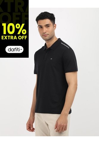 Polo Negro Con Cinta Decorativa Y Tejido Piqué Calvin Klein Calvin Klein