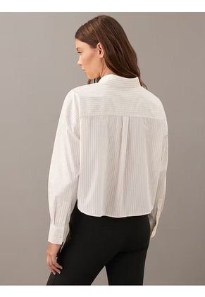 Camisa Beige Manga Larga Cropped De Algodón Calvin Klein