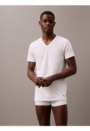 Pack Blanco De 3 Camisetas Con Cuello V - Cotton Classics Calvin Klein