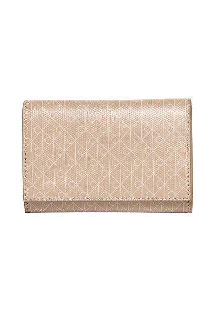 Billetera Beige Trifold Con Estampado Emblem Integral Calvin Klein