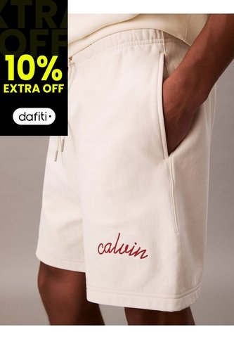 Pantaloneta Blanca De Felpa Con Logotipo Bordado Calvin Klein Calvin Klein