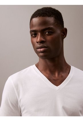 Pack Blanco De 3 Camisetas Con Cuello V - Cotton Classics Calvin Klein