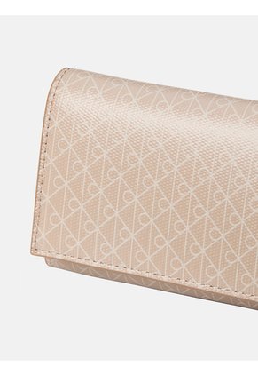 Billetera Beige Trifold Con Estampado Emblem Integral Calvin Klein