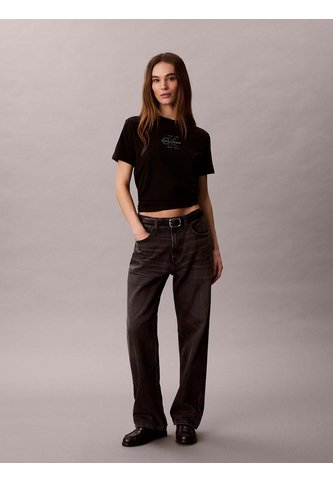 Camiseta Negra Clásica Con Monograma Metalizado Calvin Klein Calvin Klein