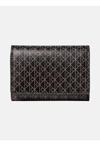 Billetera Negra Trifold Con Estampado Emblem Integral Calvin Klein
