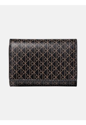 Billetera Negra Trifold Con Estampado Emblem Integral Calvin Klein