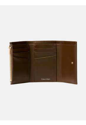Billetera Beige Trifold Con Estampado Emblem Integral Calvin Klein