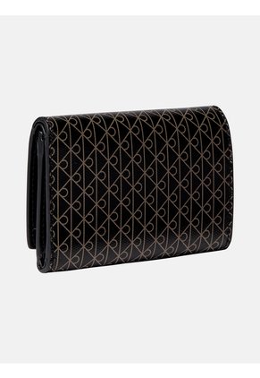 Billetera Negra Trifold Con Estampado Emblem Integral Calvin Klein