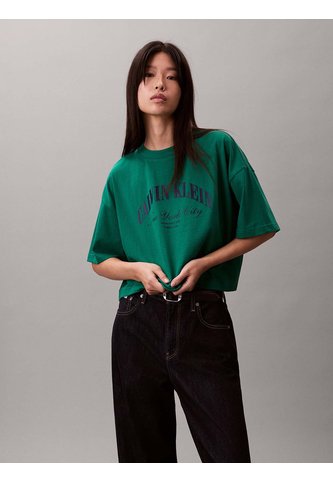 Camiseta Verde Cropped Con Logo Calvin Klein Calvin Klein