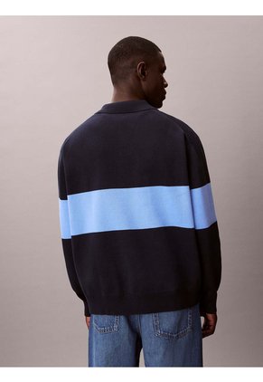 Saco Azul Tipo Polo A Rayas Calvin Klein