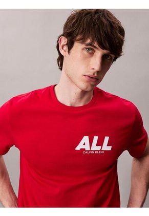 Camiseta Roja Con Estampado Gráfico All Calvin Klein