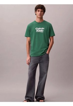 Camiseta Verde Con Logo Gráfico Calvin Klein
