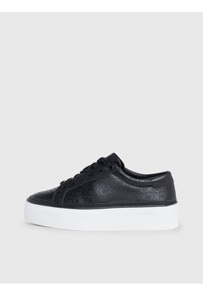 Tenis Negros Con Plataforma Y Monograma