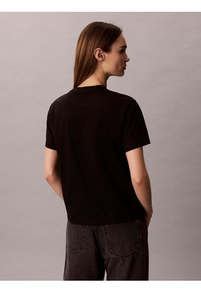 Camiseta Negra Clásica Con Monograma Metalizado Calvin Klein
